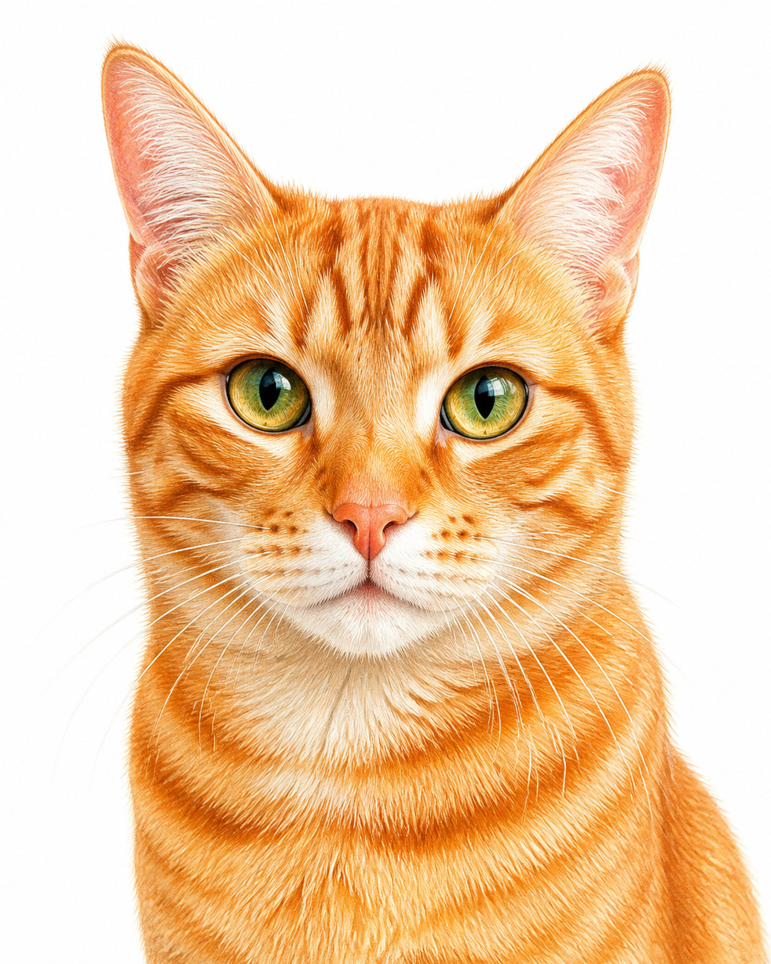 Representative colour-pencil-style portrait of a ginger tabby cat