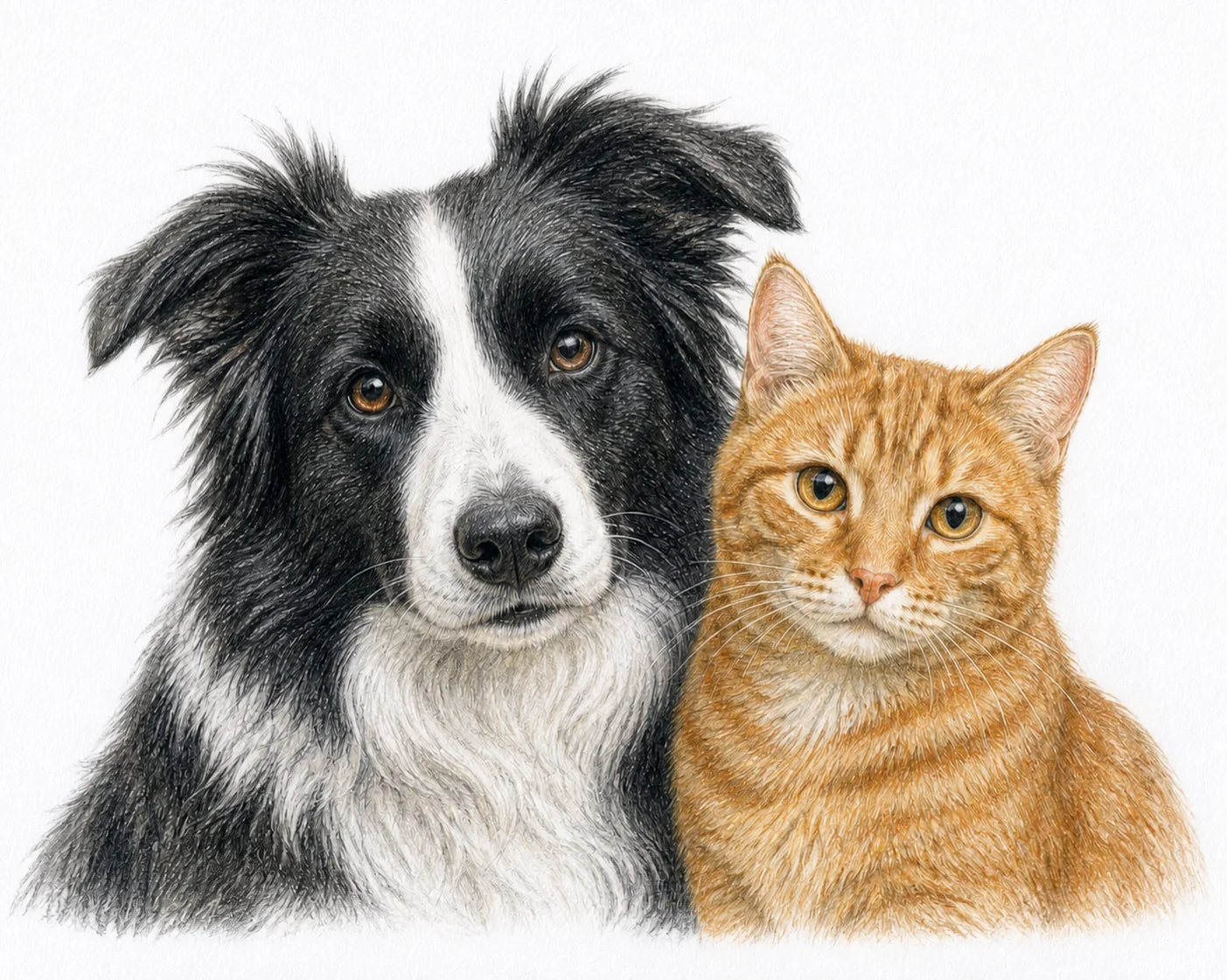 Representative colour-pencil portrait of two companions together